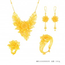 足金富貴旋風花卉流蘇套裝